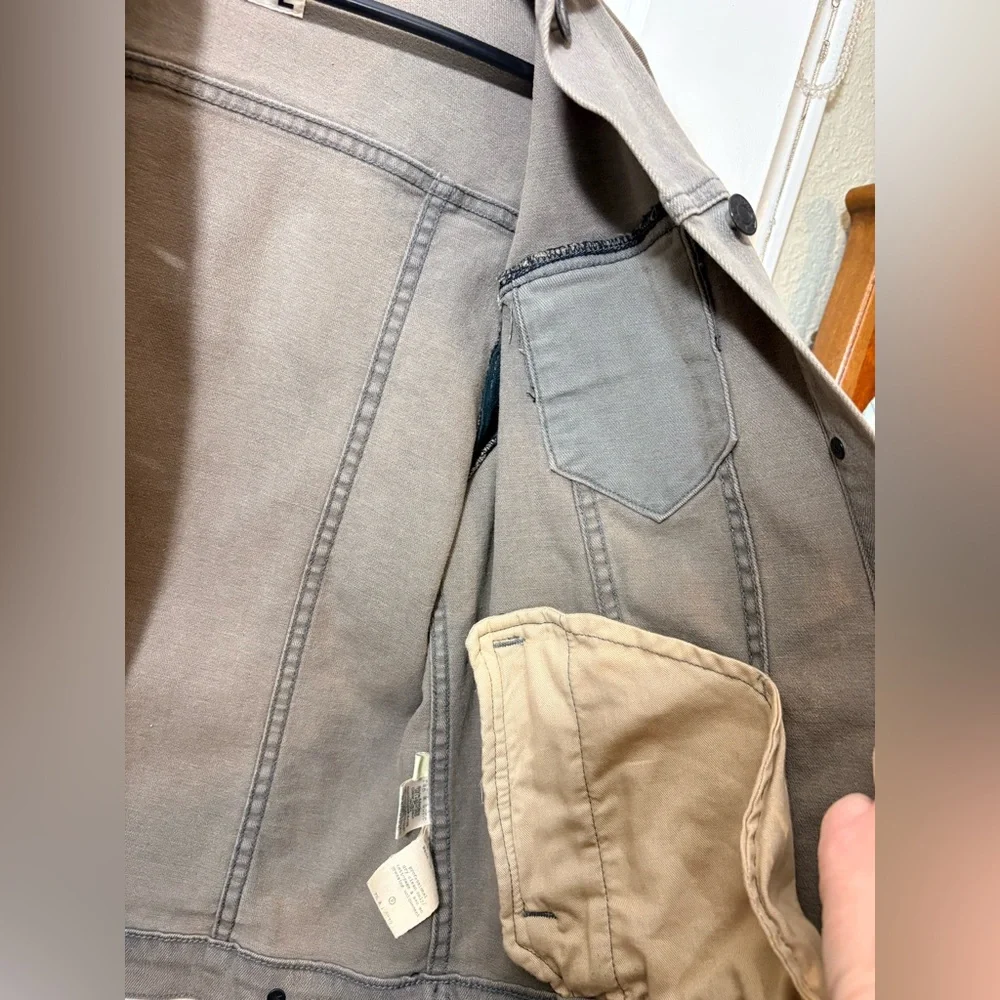 RAG & BONE Iron Denim & Genuine Lamb Leather Sleeve Jacket - Large - Picture 13 of 16